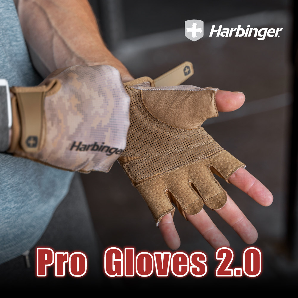 【Harbinger】Pro Gloves 2.0 重訓/健身用專業手套-迷彩黃（總代理公司貨）